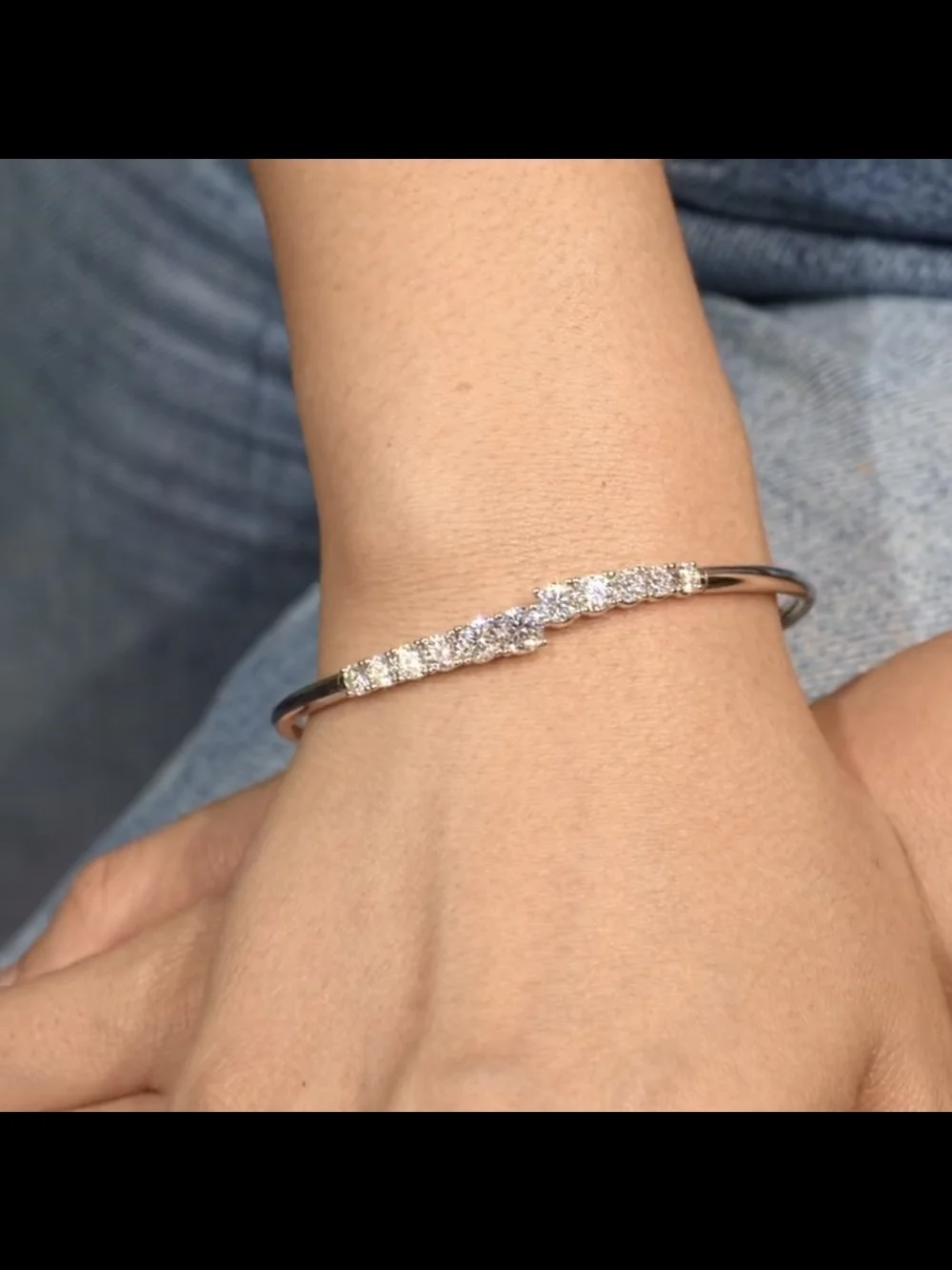 GRA Certified VVS1 3.6 CT*Moissanite Cuff Bangle New